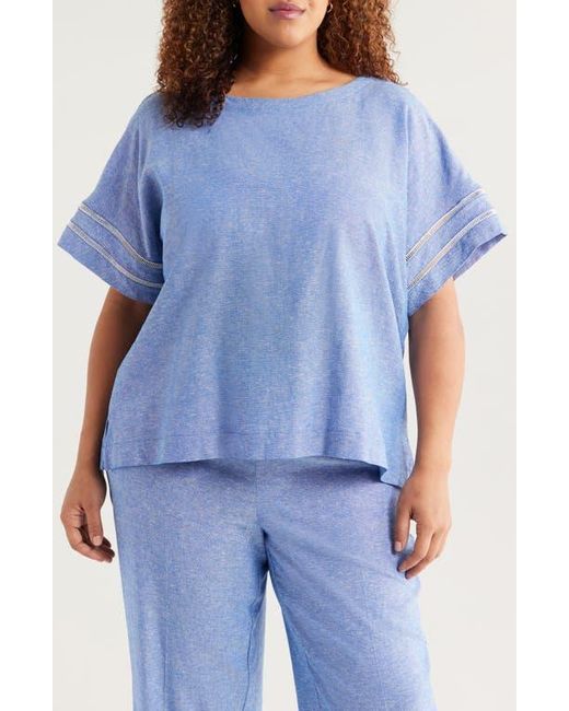Anna Top in Blue Tartan Check Linen
