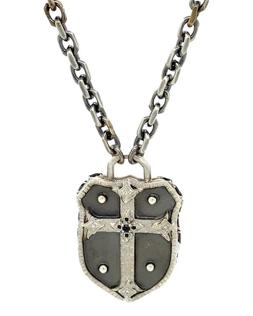 Armenta Metallic Romero Medium Cross Shield Pendant Necklace