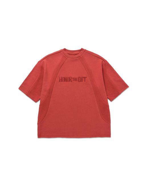 Honor The Gift Red Panel Terry Short Sleeve Sweatshirt for men
