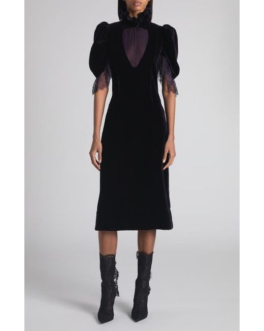 Alexander McQueen Black Puff Sleeve Velvet Cocktail Dress
