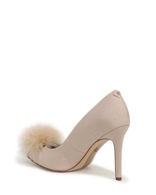 Sam Edelman White Hazel Feather Embellished Pump