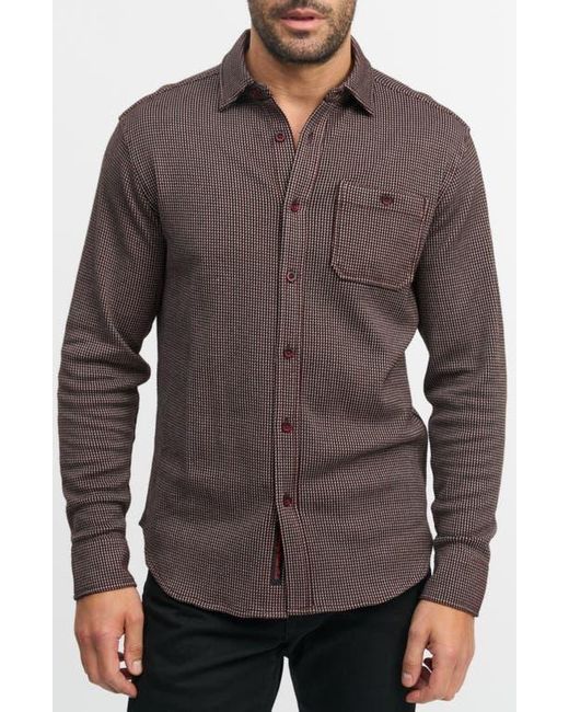 Robert Graham Brown Bressett Houndstooth Knit Button-Up Shirt for men