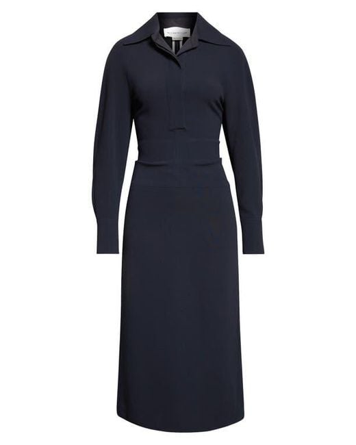 Victoria Beckham Blue Long Sleeve Polo Midi Dress
