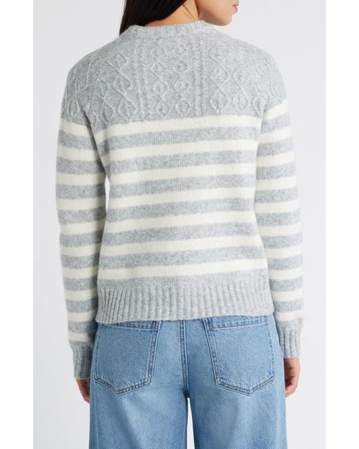Caslon White Stripe Crewneck Sweater
