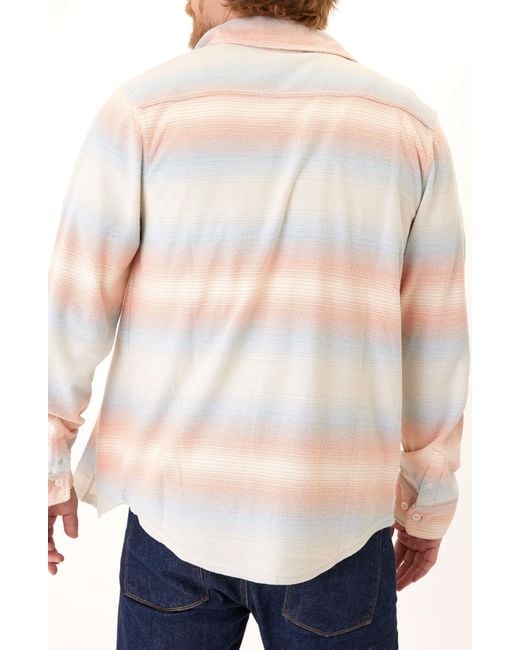 Threads For Thought White Mika Stripe Button-up Overshirt for men