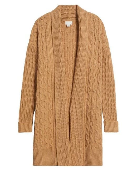Caslon White Cable Longline Open Front Cardigan