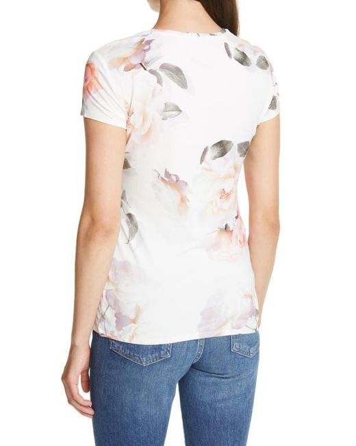 Ted Baker White Chesnot Bouquet Print Fitted T-Shirt