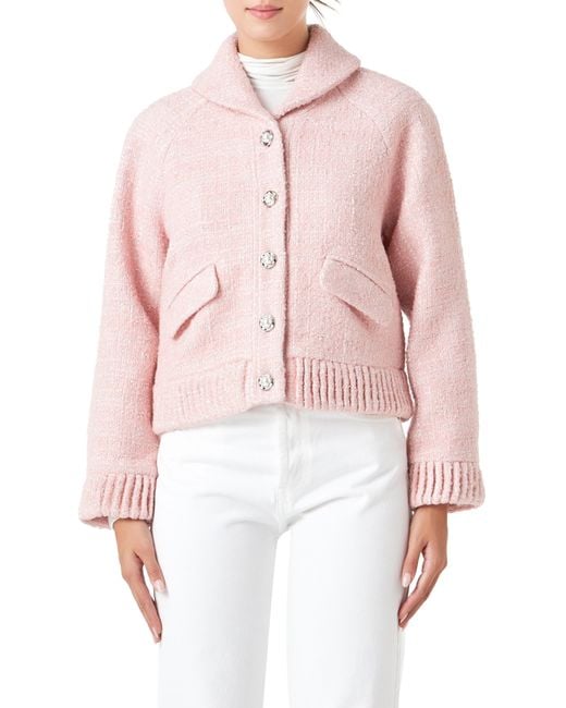 Endless Rose Pink Metallic Tweed Jacket
