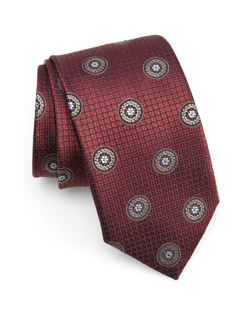 Canali Red Medallion Silk Tie for men