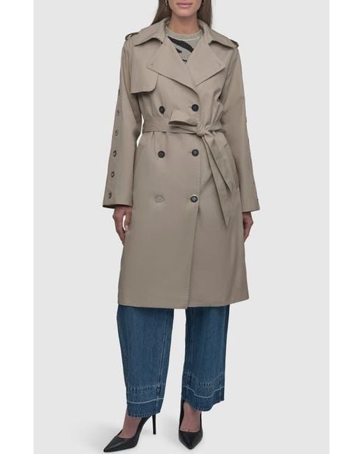 DKNY Women's Natural Grommet Sleeve Trench Coat