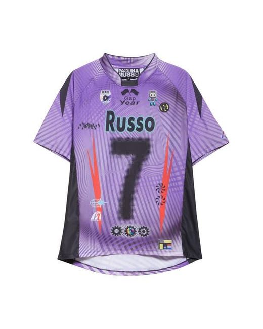 PAOLINA RUSSO Oversize Short Sleeve Stretch Jersey Top in Purple 