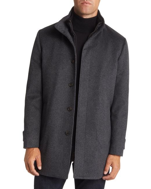 Nordstrom Black Hudson Bib Insert Wool Car Coat for men