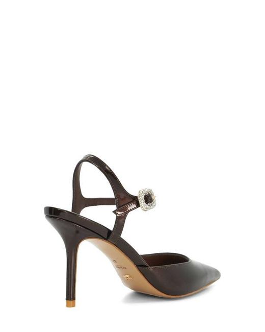 Dune Brown Channel Ankle Strap Pointed Toe Pump