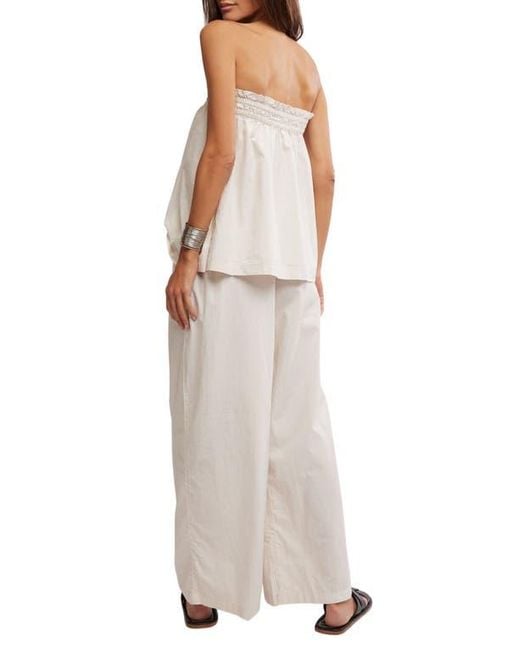 Free People Natural Corfu Tube Top & Wide Leg Pants Set