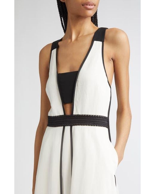 Reiss Valencia Contrast Sleeveless Midi Dress in White | Lyst