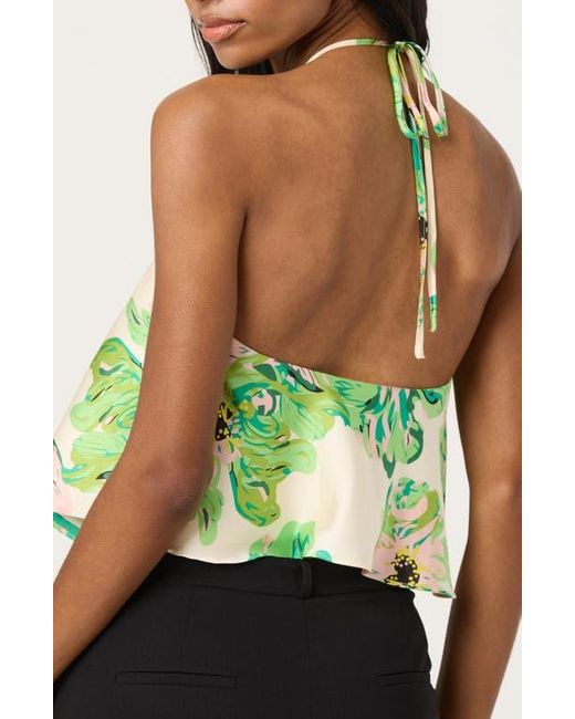 Astr Green Halter Scarf Top