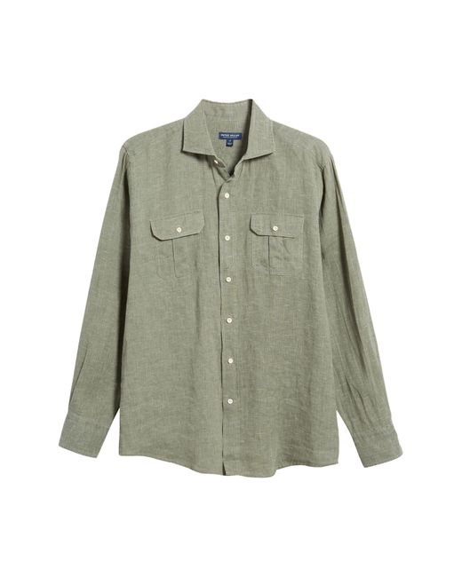 Peter Millar Gray Florian Slub Linen Button-up Shirt for men