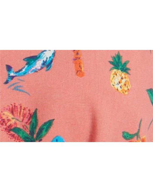 Beach Lunch Lounge Atlas Print Sleeveless Tiered Dress