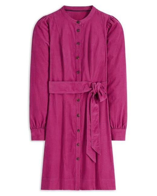 Boden Pink Bre Belted Corduroy Shirtdress