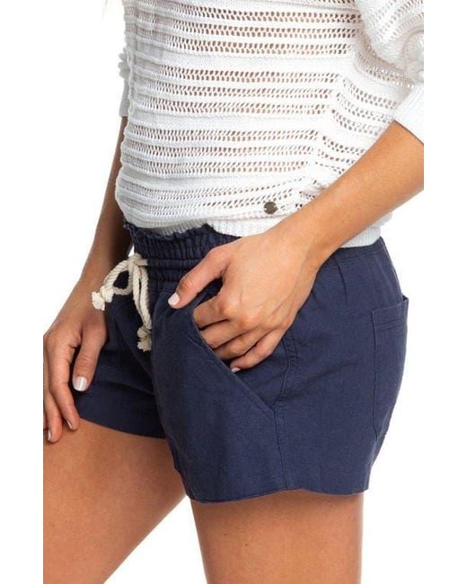 Roxy Blue Oceanside Cotton Drawstring Shorts