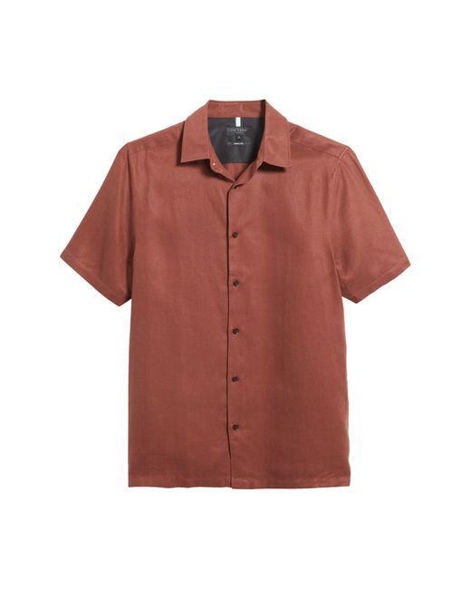 Ted Baker Red Regular Fit Solid Short Sleeve Button-up Shirt for men