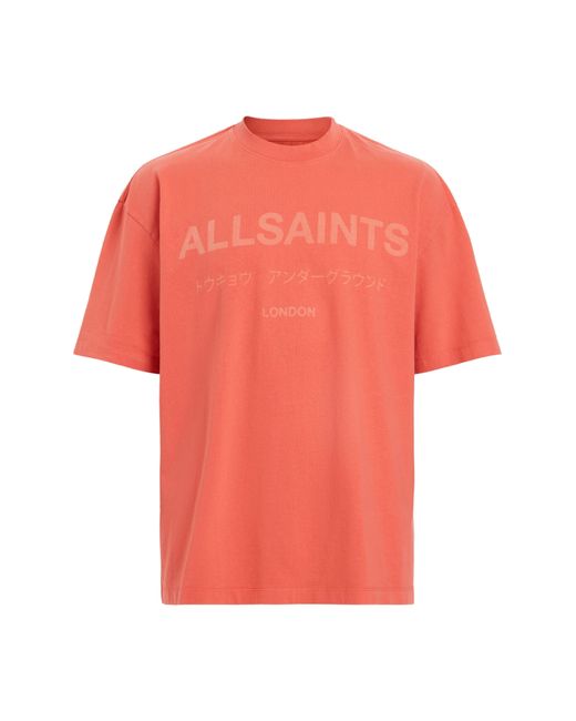AllSaints Orange Laser Logo Graphic T-shirt for men