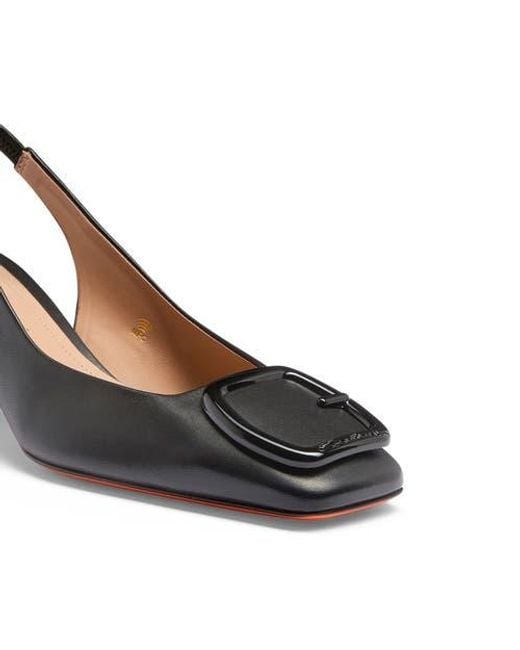 Santoni Metallic Leather Mid-Heel Slingback