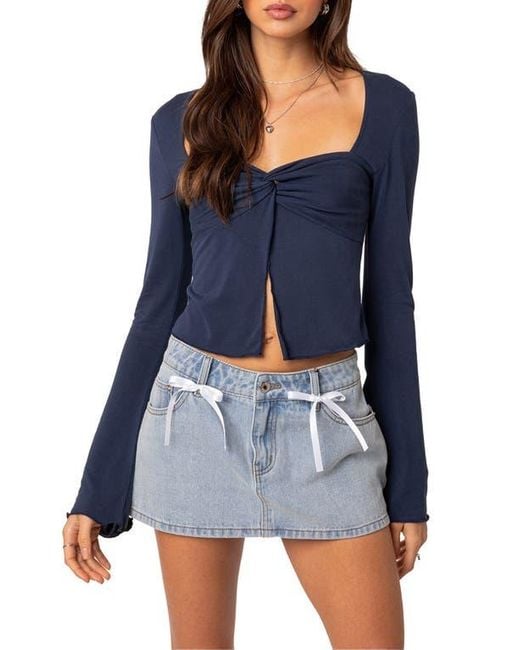 Edikted Blue Maxine Twist Split Front Top