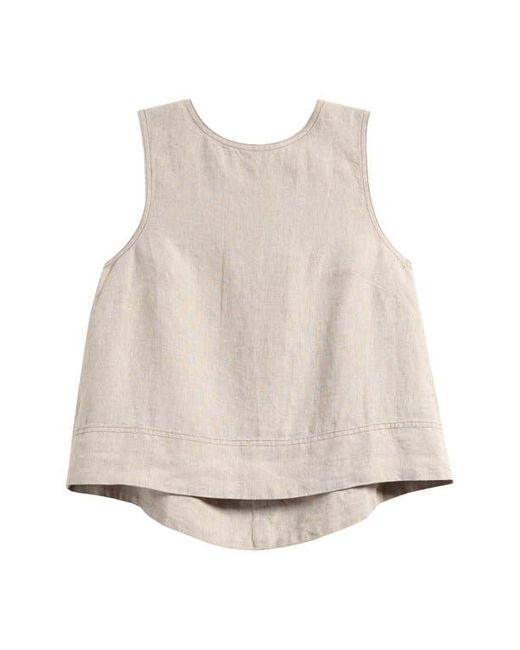 Madewell Natural Pleated Linen Sleeveless Shell Top