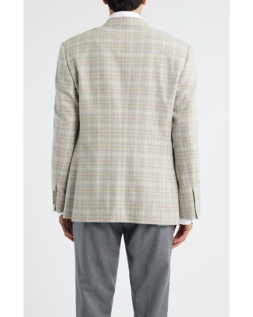 Canali Gray Siena Regular Fit Tan Plaid Wool Blend Sport Coat for men