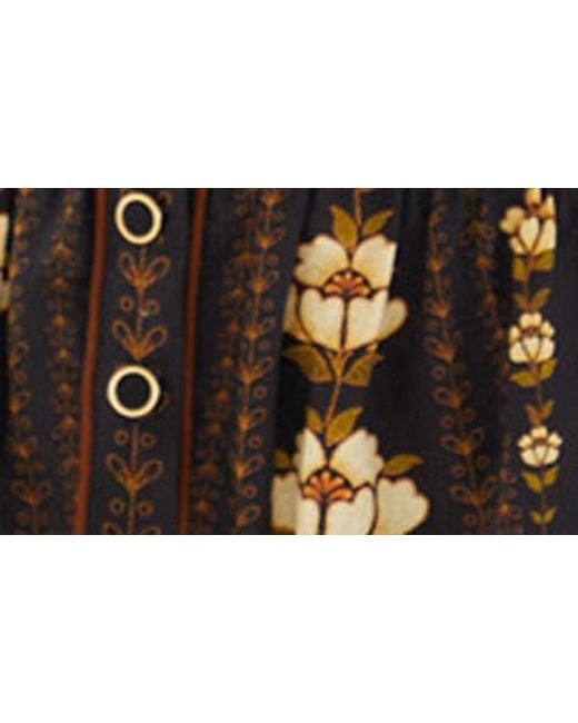 Farm Rio Brown Floral Long Sleeve Cotton Dress