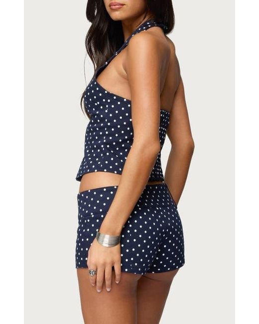 Edikted Blue Twyla Dot Halter Top