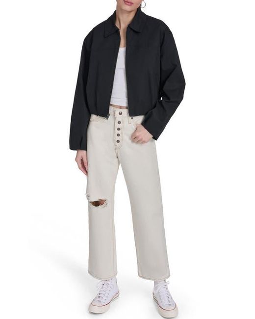 Levi's Black Crop Bubble Hem Bomber Jacket