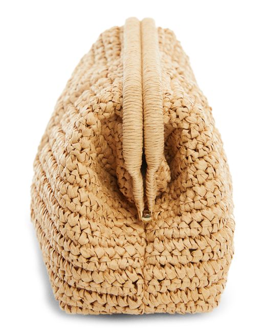 Mango Natural Amalfi Crochet Straw Clutch
