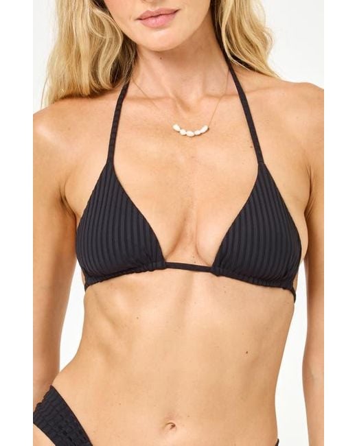 LSPACE Black Sofia Triangle Bikini Top