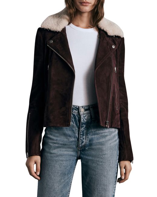 Rag \u0026 Bone Mack Suede Biker Jacket With 