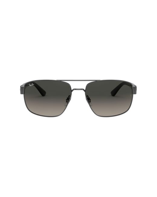 Ray-Ban Gray 60mm Gradient Rectangle Sunglasses - Shiny Gunmetal/ Grey Gradient
