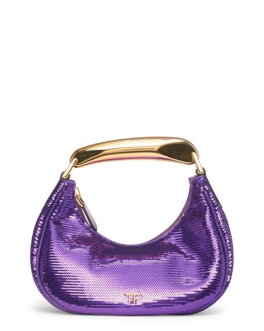 Tom Ford Purple Mini Bianca Sequin Top Handle Bag