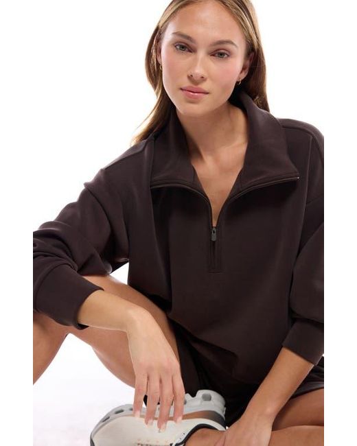 Zenana Scuba Half Zip Pullover With Kangaroo Pockets