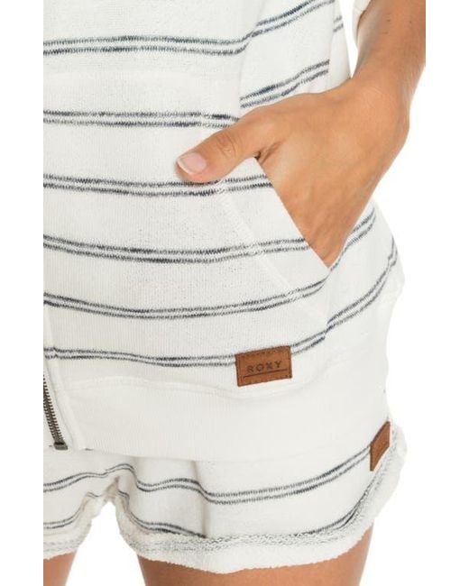 Roxy White Perfect Wave Stripe Hoodie
