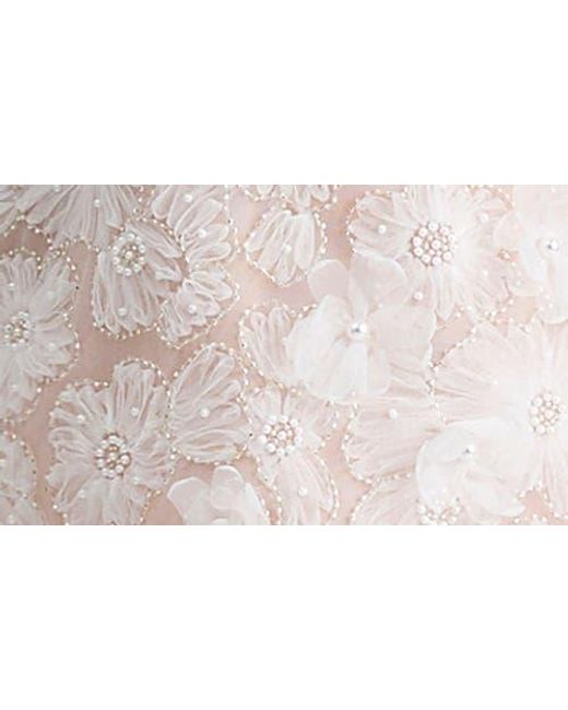 helsi tory strapless beaded floral mesh mini dress HELSI Tory Beaded Floral Appliqué Strapless Cocktail Minidress in White