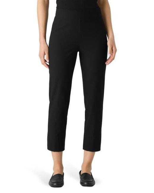 Eileen Fisher Women's Black Back Slit Crop Straight Leg Pants