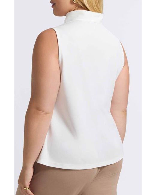 Foxcroft White Tammy Ruffle Collar Crepe Sleeveless Top