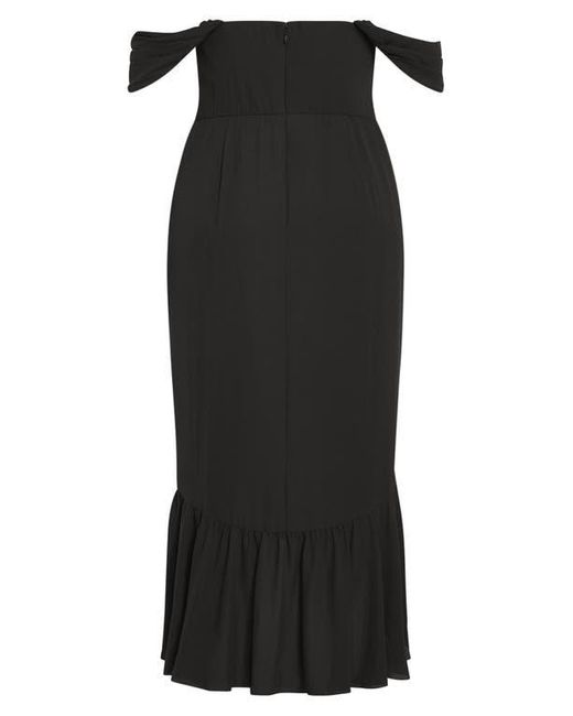 City Chic Black Rosabella Off The Shoulder Maxi Dress