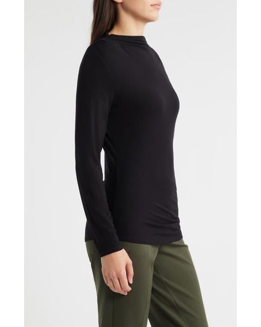 Liverpool Los Angeles Black Long Sleeve Ruched Knit Top