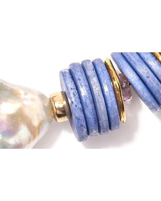 Lizzie Fortunato Blue Bilbao Cultured Pearl Beaded Necklace