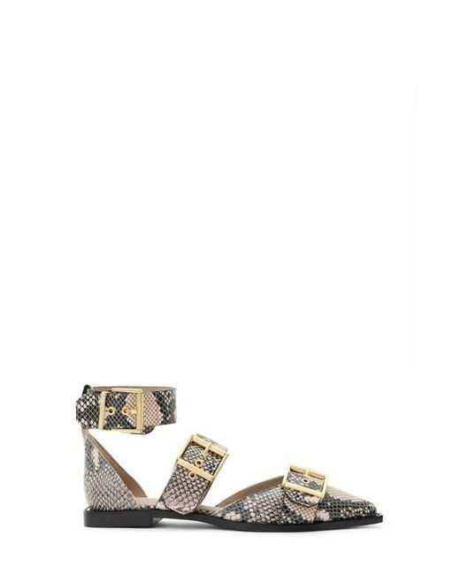 AllSaints Metallic Sutton Snakeskin Embossed Pointed Toe Flat