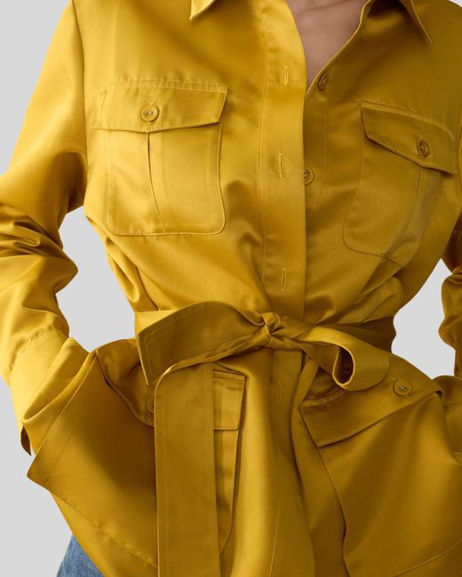 Cynthia Rowley Yellow Satin Safari Jacket