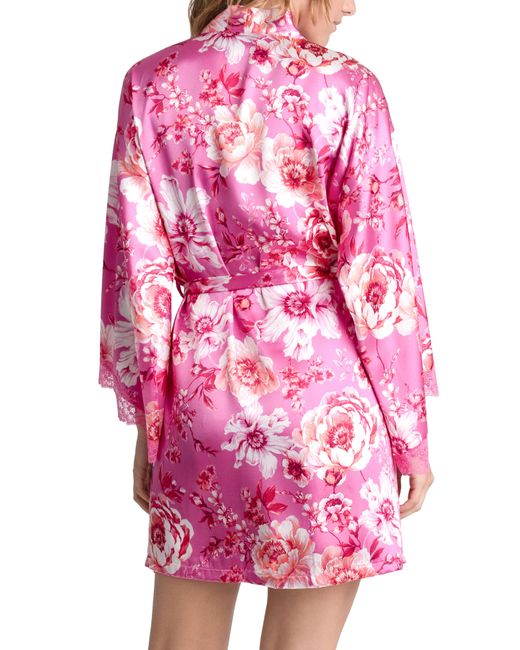 In Bloom Pink My Valentine Floral Satin Wrap Robe