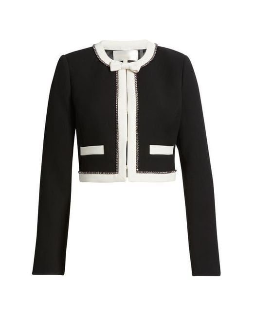 LoveShackFancy Black Ralphette Crystal Trim Colorblock Jacket